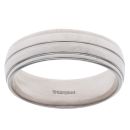 18ct White Gold Line Patterned Wedding Band 5.9mm