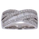 Platinum 1.07ct Baguette and Brilliant Cut Diamond Crossover Ring