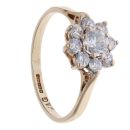 9ct Yellow Gold Cubic Zirconia Flower Cluster Ring