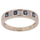 9ct Yellow Gold 0.03ct Diamond and Sapphire Ring
