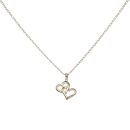 9ct Yellow and White Gold 0.05ct Diamond Heart Pendant and Chain 16"