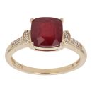 9ct Yellow Gold Cubic Zirconia and Ruby Ring