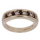 9ct Yellow Gold 0.10ct Diamond and Sapphire Ring