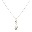 9ct Yellow Gold 0.03ct Diamond Cat Pendant and Chain 16"