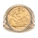 9ct Yellow Gold UK 1915 George V Half Sovereign Coin Ring