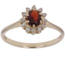 9ct Yellow Gold 0.10ct Diamond and Garnet Cluster Ring