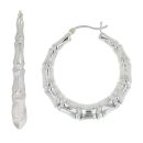 Silver Bamboo Hoop Earrings By Icesia