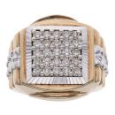 9ct Yellow and White Gold 1.00ct Brilliant Cut Diamond Cluster Signet Ring