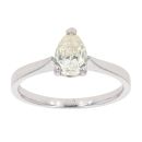 Palladium 0.75ct Pear Cut Diamond Solitaire Ring