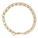 9ct Yellow Gold Patterned and Plain Belcher Bracelet 7.5"