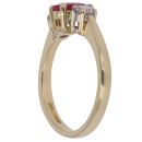 18ct Yellow Gold 0.35ct Brilliant Cut Diamond and Ruby Three Stone Ring
