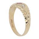 9ct Yellow Gold Ruby and Cubic Zirconia Three Stone Ring