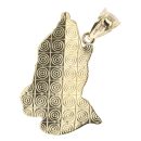 14ct Yellow and White Gold Praying Hands Pendant