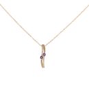 9ct Yellow Gold 0.13cts Diamond and Amethyst Pendant and 14" Chain by Anya Belle
