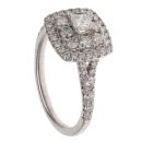 Platinum 1.00ct Princess And Brilliant Cut Diamond Cluster Ring