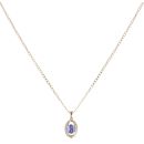 9ct Yellow Gold 0.05ct Diamond And Tanzanite Pendant And Chain 18"