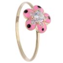 14ct Yellow Gold Child's Pink Enamel Flower Ring