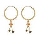 22ct Yellow Gold Tassel Dropper Hoop Earrings