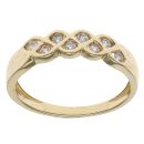 18ct Yellow Gold 0.15ct Diamond Two Row Fancy Ring
