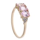 9ct Yellow Gold Cubic Zirconia and Pink Topaz Three Stone Ring