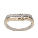 9ct Yellow and White Gold 0.25ct Brilliant Cut Diamond Wishbone Ring