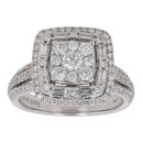 Vera Wang 18ct White Gold 1.00ct Brilliant And Baguette Cut Diamond Cluster Love Ring
