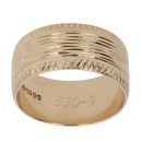9ct Yellow Gold Line Patterned Wedding Band 8.7mm