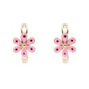 Children's 14ct Yellow Gold Pink Enamel Flower Stud Earrings