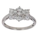 18ct White Gold 1.00ct Brilliant And Baguette Cut Diamond Cluster Ring