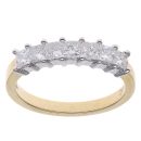 18ct Yellow Gold 0.75ct Princess Cut Diamond Seven Stone Eternity Ring