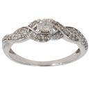 9ct White Gold 0.25ct Brilliant Cut Diamond Solitaire Crossover Ring