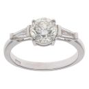 18ct White Gold 1.50ct Brilliant And Baguette Cut Diamond Solitaire Ring