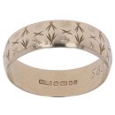 9ct Yellow Gold Patterned Wedding Band 6.33mm