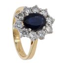 18ct Yellow And White Gold Sapphire And Diamond Cluster