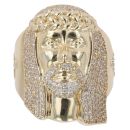 9ct Yellow Gold Cubic Zirconia Jesus Signet Ring