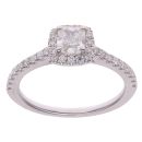 18ct White Gold 0.85ct Cushion and Brilliant Cut Diamond Cluster Ring