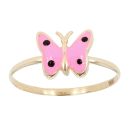 14ct Yellow Gold Pink Enamel Butterfly Ring