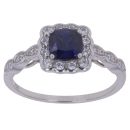 Silver Cubic Zirconia and Blue Gemstone Cluster Ring By Icesia