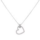 18ct White Gold 0.40ct Brilliant Cut Diamond Heart Pendant and Chain 18"