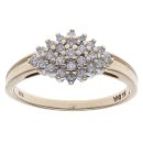 9ct Yellow Gold 0.25ct Brilliant Cut Diamond Cluster Ring