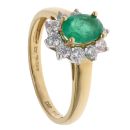 18ct Yellow Gold 0.53ct Brilliant Cut Diamond and Emerald Cluster Ring