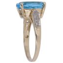 9ct Yellow Gold Cubic Zirconia and Blue Topaz Ring