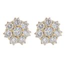14ct Yellow Gold 2.75ct Brilliant Cut Diamond Cluster Earrings