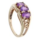 9ct Yellow Gold Amethyst Three Stone Ring
