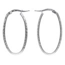 Silver Patterned Oval Hoop Earrings By Icesia
