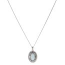 Silver Synthetic Opal Oval Locket and Chain 18" By Icesia