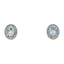 9ct White Gold Aquamarine and Diamond Stud Earrings by Anya Belle