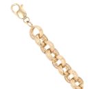 9ct Yellow Gold Patterned and Plain Belcher Bracelet 8"