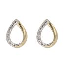 Gold Plated Silver Diamond Tear Drop Stud Earrings