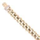 14ct Yellow Gold Monaco Curb Classic Cubic Zirconia Pave Lock Bracelet 8.5"